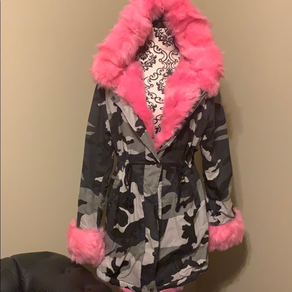 Camo/Fur Parka Jacket
